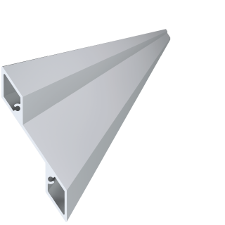 Poškozený 1,6 mm hrubý profil na výplň 115,2x24,4x6000mm, materiál EN AW-6060 T66, přírodní hliník bez povrchové úpravy,