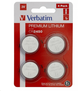Baterie VERBATIM Lithium CR2450, 3V, 4 kusy v balení