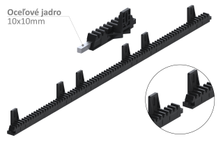 Hřeben nylon-kov 28 x 20 x 1017 mm, do 700 kg