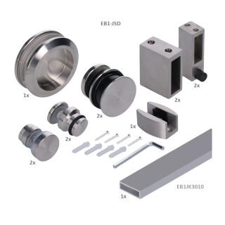 Závěsný set na skleněné dveře, profil 30 x 10 mm, AISI 304