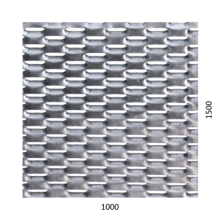 Tahokov Fe, oko: 47x18mm, mostík: 8mm (1000x1500x1,5mm), orientace ok: rozměr ok 47 mm je rovnoběžný s rozměrem desky 10