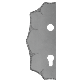 Štít 230x93x3mm s otvory, rozteč 90mm, otvor pro kliku ø 19,5mm, zdobený, levý, pro zámek ZM90/80