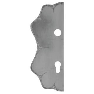 Štít s 250x95x3mm s otvory, rozteč 90mm, otvor pro kliku ø 19,5mm, zdobený, levý