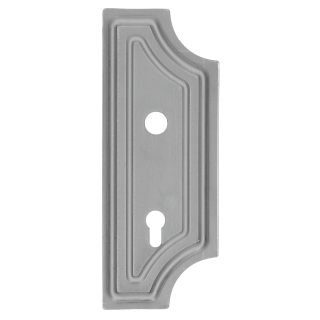 DOPRODEJ! Štít 275x108x3mm s otvory, rozteč 90mm, otvor pro kliku ø 19,5mm, pravý, pro zámek ZM90/80