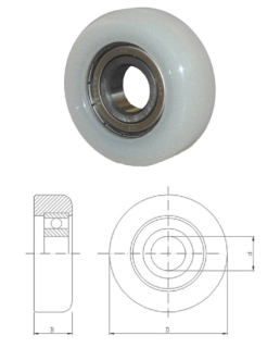 Polyamidové kolečko D-60, d-20, B-20mm s ložiskem
