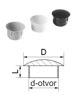 Vnitřní plastová krytka kulatá ø 18 mm, otvor ø 15 mm