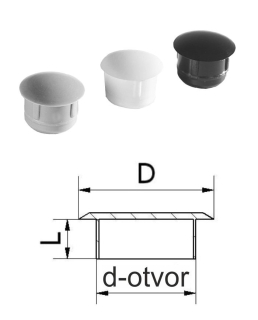 Vnitřní plastová krytka kulatá ø 20 mm, otvor ø 17 mm