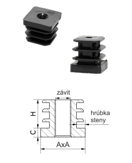 M10,A-30mm,H-20mm,C-6.2mm,čierna, tloušťka stěny 2,0mm, plastová zátka na jekl se závitem, PE