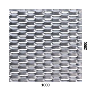 Tahokov Zn, oko: 47x18mm, mostík: 8mm (1000x2000x1,5mm), orientace oka: rozměr oka 47mm je rovnoběžná s rozměrem tabule