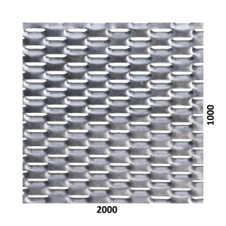 Tahokov Zn, oko: 47x18mm, mostík: 8mm (2000x1000x1,5mm), orientace oka: rozměr oka 47mm je rovnoběžná s rozměrem tabule